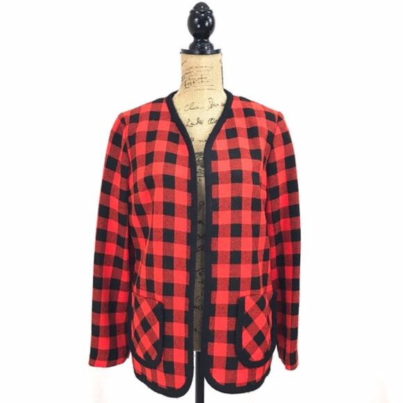 Vintage Lorch Dallas Buffalo plaid red & black jacket holiday - Picture 1 of 6